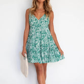 Fashion Sleeveless Print Backless A- Line Mini Dress
