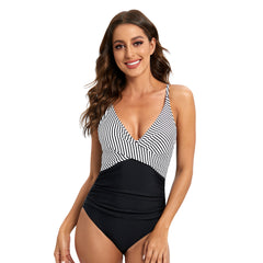 Striped Spaghetti One-piece Swimsuit