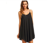 low-cut big swing Strap Short Dress