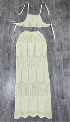 Top High Waist Skirt Two-piece Summer Knitted Beach Vacation Suit