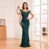 Green Sequined Sexy High Waist Fishtail Long Evening Cocktail Dress