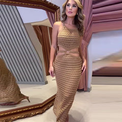 Women's Clothing Solid Color Round Neck Strap Dress