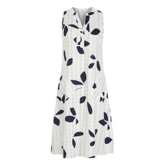 Women's Casual Leaf Waist V-neck Midi Sleeveless Dress