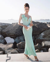 Summer Mint Green Sequin Sling Strap Dress