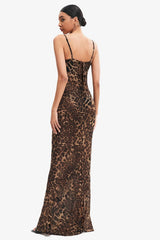 Slip Back Leopard Print Strap Dress