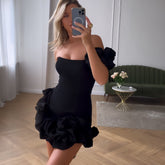 Women's Ruffled Bud Waist Mini Dress