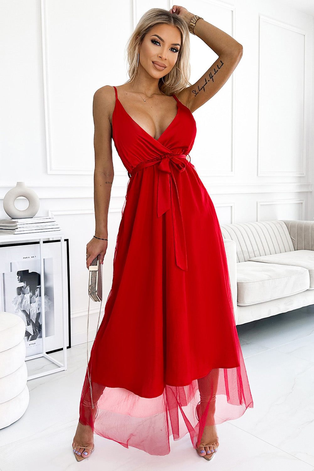 Spaghetti Strap Tie Waist Dress - Taboochic