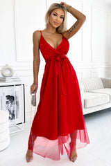 Spaghetti Strap Tie Waist Dress - Taboochic