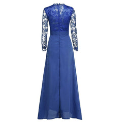 Women V-neck Sexy Lace Elegant Wedding Party Long Sleeve Dress
