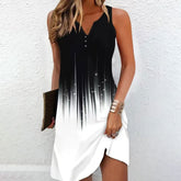 Fancy Decorative Watercolor Floral Off-shoulder Fashion Sleeveless Casual Dress