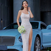 Fashion Elegant Mesh Stitching Flowers Sleeveless Party Strap Dress