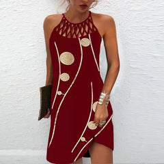 Fashion Print Casual Halterneck Party Dress