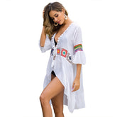Women's Fashion Cardigan Hand Crochet Stitching Beach Cover-up Sun Protection Swimwear