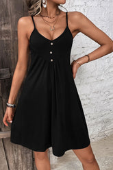Decorative Button Scoop Neck Cami Dress - Taboochic
