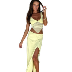 Women Fashion All-match Wave Slit Skirt Suit