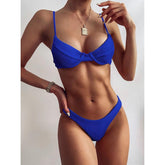 Women's Push Up Solid Ribbed Bikini