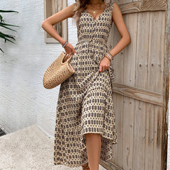 Women's Rhombus Printed Sleeveless Dress