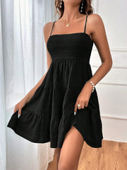 Summer Square-collar Suspender Pleated Strap Dress