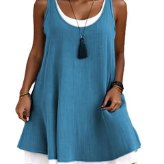 Casual Sleeveless Fake Two Pieces Baggy Tank Dress