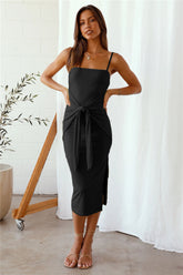 Solid Color Halter Slit Fashion Casual Sheath Strap Dress