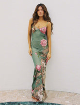 Y2K Slim Flowers Printing Slip Dress