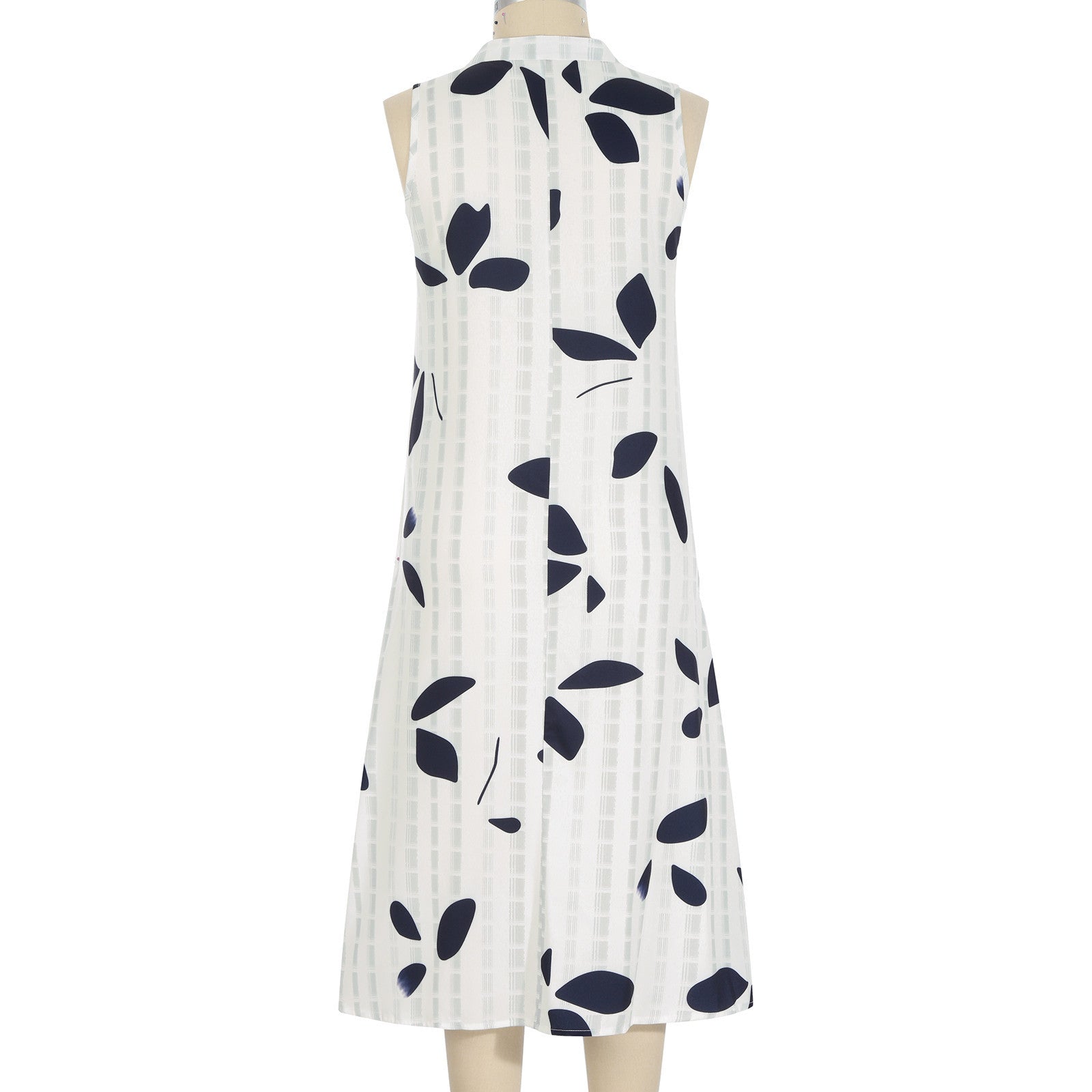 Women's Casual Leaf Waist V-neck Midi Sleeveless Dress