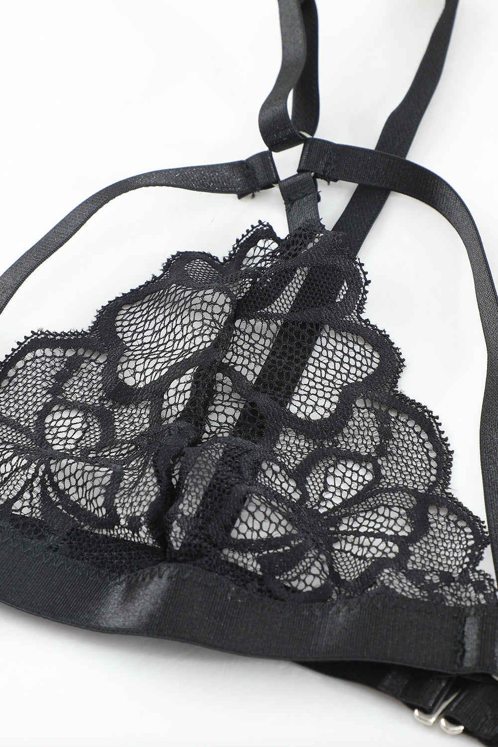 Strappy Three-Piece Lace Lingerie Set - Taboochic