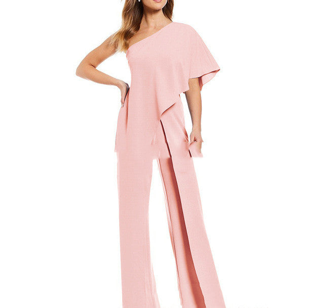 Women's New European And American Slanted Shoulder Sleeveless Dress