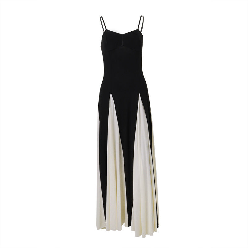 Women's Fashion Color Contrast Sling Strap Dress