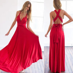 V-neck  Women Cross Strap Beauty Back Design Sleeveless Party Maxi Dress