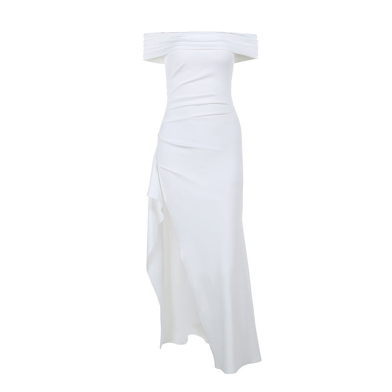 Women's Fashion Temperament Solid Color Slim Sleeveless Split Dress