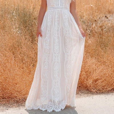 Autumn Tulle Dress Deep V Pullover Wedding Short Sleeve Dress