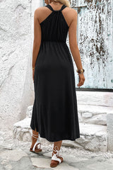 Surplice Neck Slit Sleeveless Dress - Taboochic