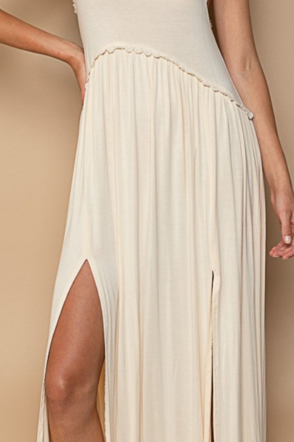 POL Sleeveless Back Zipper Front Slit Maxi Dress - Taboochic