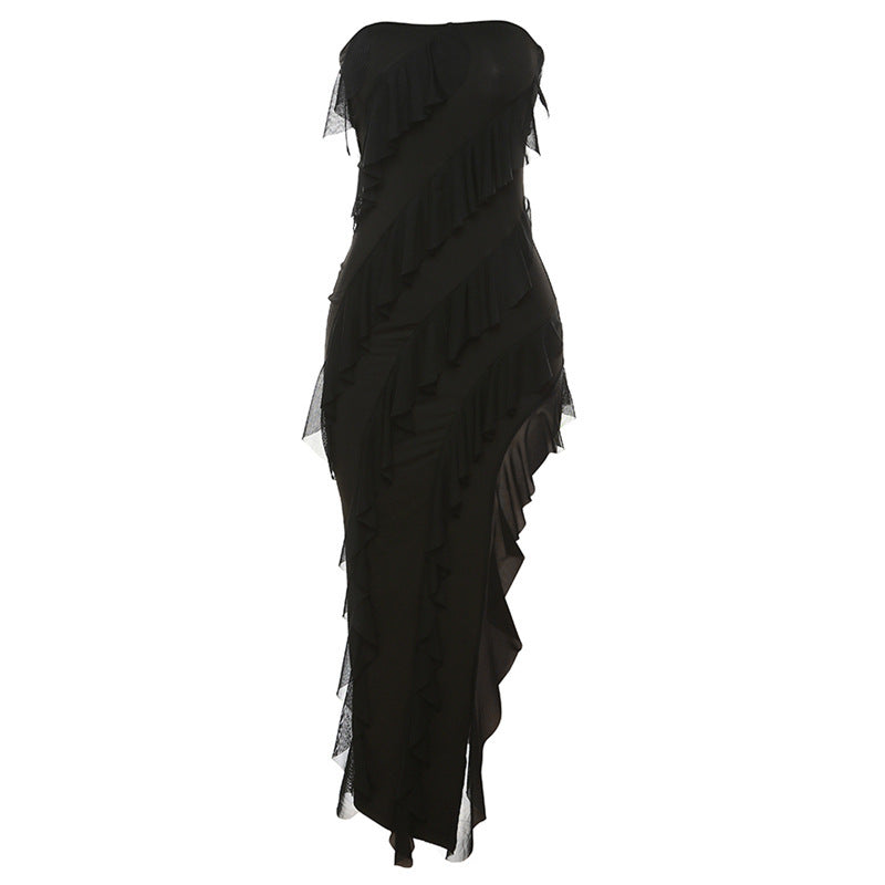 Skinny Women's Fashion Backless Split Tassel Dress