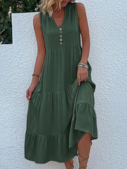 Cross Border Women's Button Sleeveless Dress