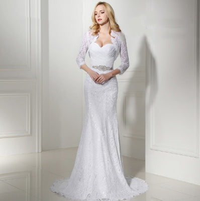 Elegant White Lace Wedding Mermaid Bridal Gowns Dress