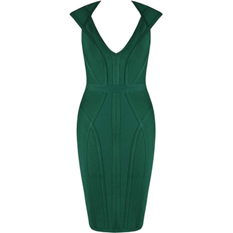 Women Sexy Green Bodycon Evening Sleeveless Bandage Dress