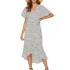 Printed Chiffon Women Short Sleeve Dress