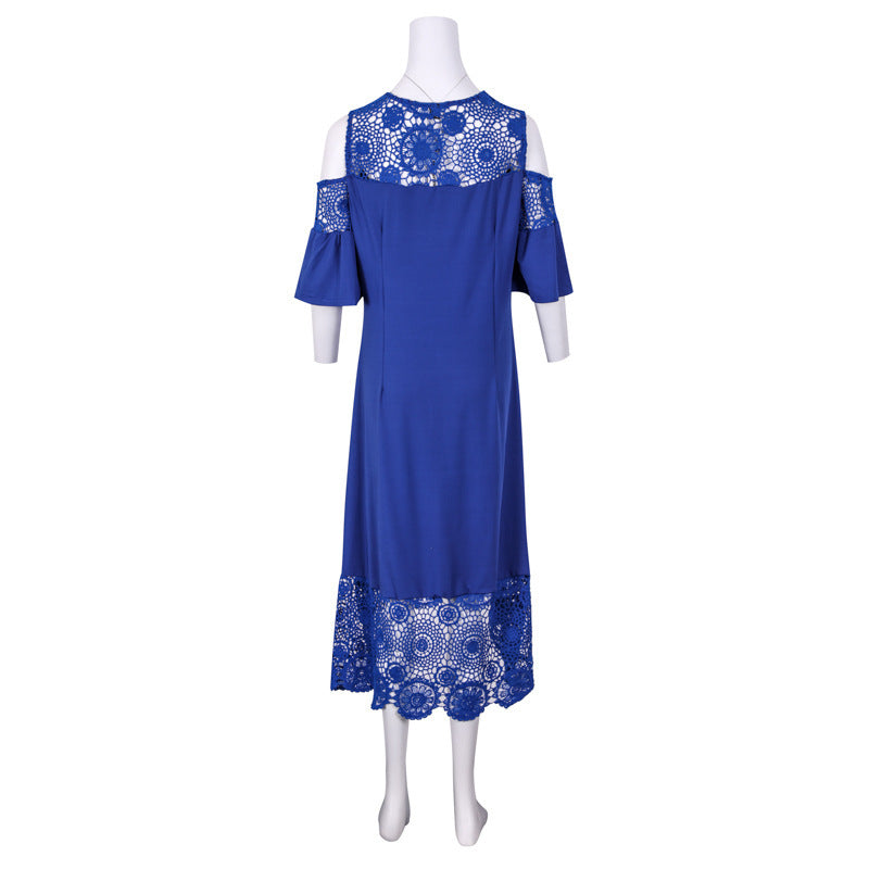 Butterfly Short Sleeve Mid-calf Dress