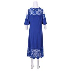 Butterfly Short Sleeve Mid-calf Dress