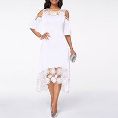 Butterfly Short Sleeve Mid-calf Dress