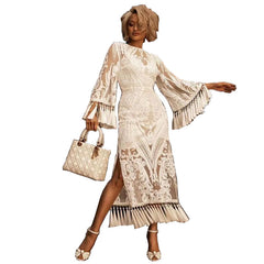 Lace embroidered tassel Long Dress