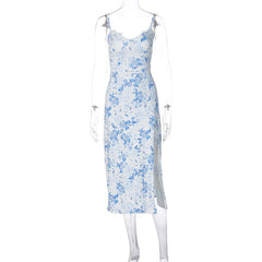 Lace Flowers Print Strap Dress