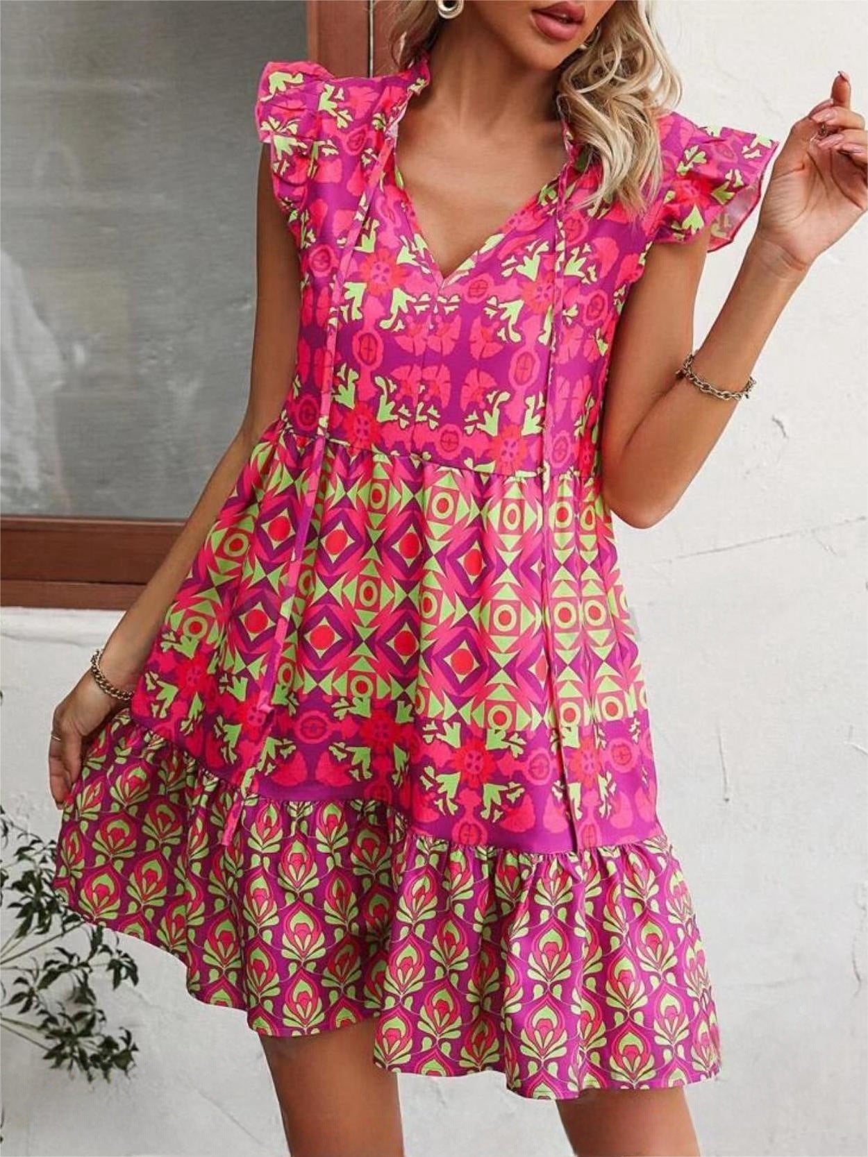 Printed Sleeveless Mini Dress