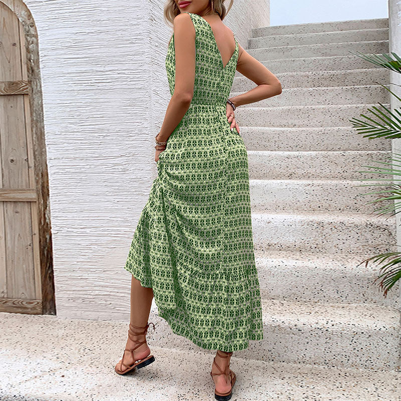 Women's Rhombus Printed Sleeveless Dress