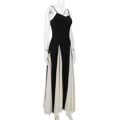 Women's Fashion Color Contrast Sling Strap Dress