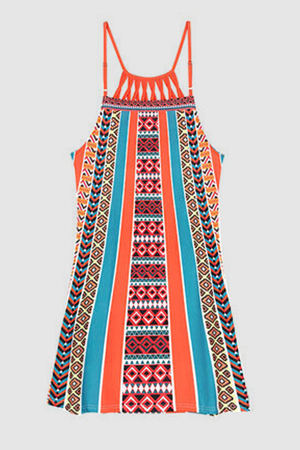 Printed Grecian Neck Mini Dress - Taboochic