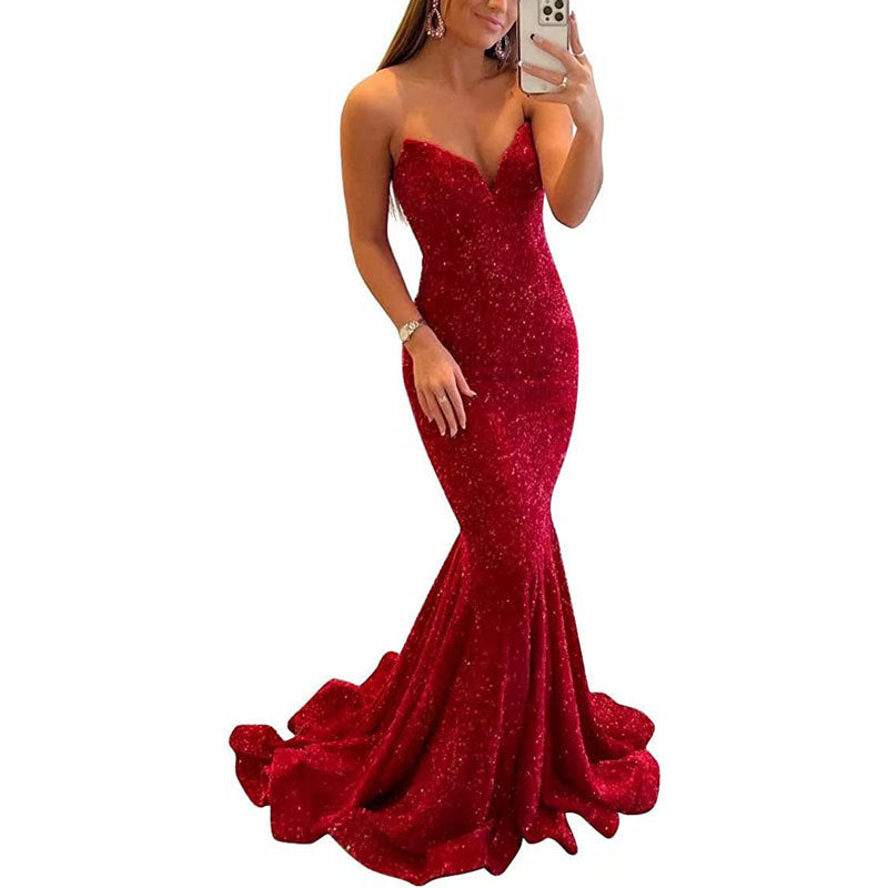 Sequin Evening Formal Long Prom Party Dress