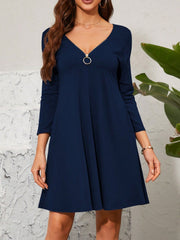 Quarter Zip Long Sleeve Dress - Taboochic